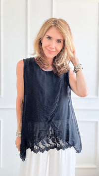 Sheer Sophistication Italian Top - Black-110 Short Sleeve Tops-Germany-Coastal Bloom Boutique, find the trendiest versions of the popular styles and looks Located in Indialantic, FL