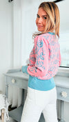 Cowgirls Jacquard Sweater - Pink-140 Sweaters-Chasing Bandits-Coastal Bloom Boutique, find the trendiest versions of the popular styles and looks Located in Indialantic, FL