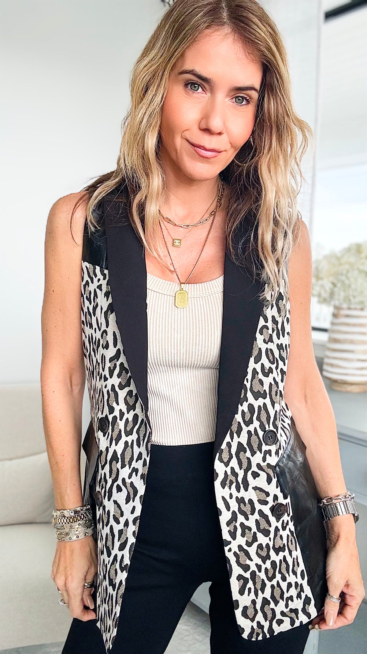 Faux Leather Vest-Black-160 Jackets-Michel-Coastal Bloom Boutique, find the trendiest versions of the popular styles and looks Located in Indialantic, FL