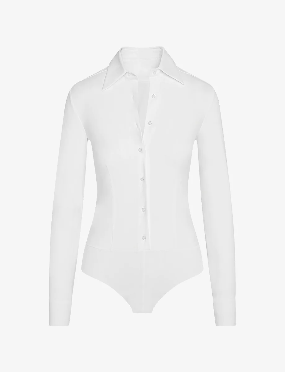 Classic Button Down Bodysuit by Commando-130 Long Sleeve Tops-Commando-Coastal Bloom Boutique, find the trendiest versions of the popular styles and looks Located in Indialantic, FL