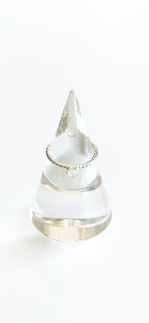 Sterling Silver Cable Twist Tini Pearl Ring-230 Jewelry-Oriental Treasure-Coastal Bloom Boutique, find the trendiest versions of the popular styles and looks Located in Indialantic, FL