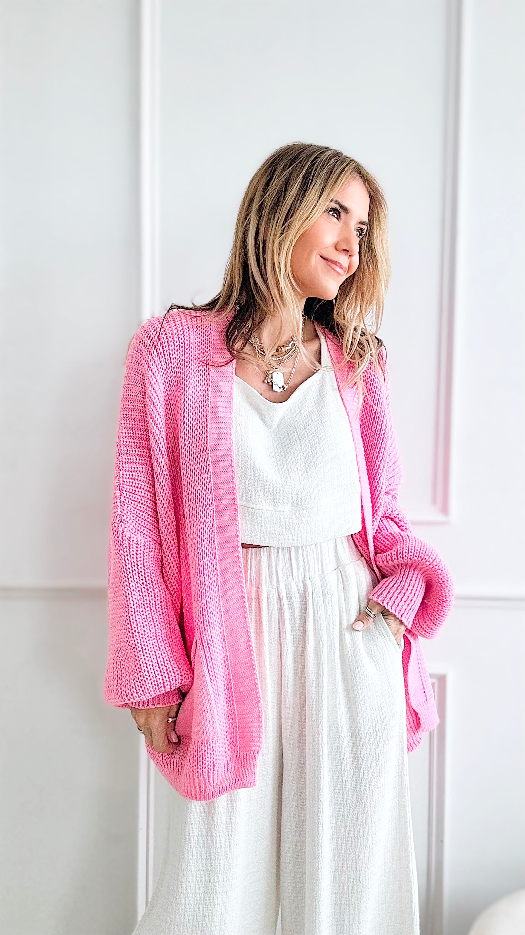 Sugar High Italian Cardigan-Lt Pink-150 Cardigans/Layers-Germany-Coastal Bloom Boutique, find the trendiest versions of the popular styles and looks Located in Indialantic, FL