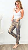 Skinny Boot & Metallic Denim Jean - Golden-170 Bottoms-JJ's Fairyland-Coastal Bloom Boutique, find the trendiest versions of the popular styles and looks Located in Indialantic, FL