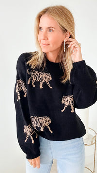 Plush Prowl Sweater - Black-140 Sweaters-BIBI-Coastal Bloom Boutique, find the trendiest versions of the popular styles and looks Located in Indialantic, FL