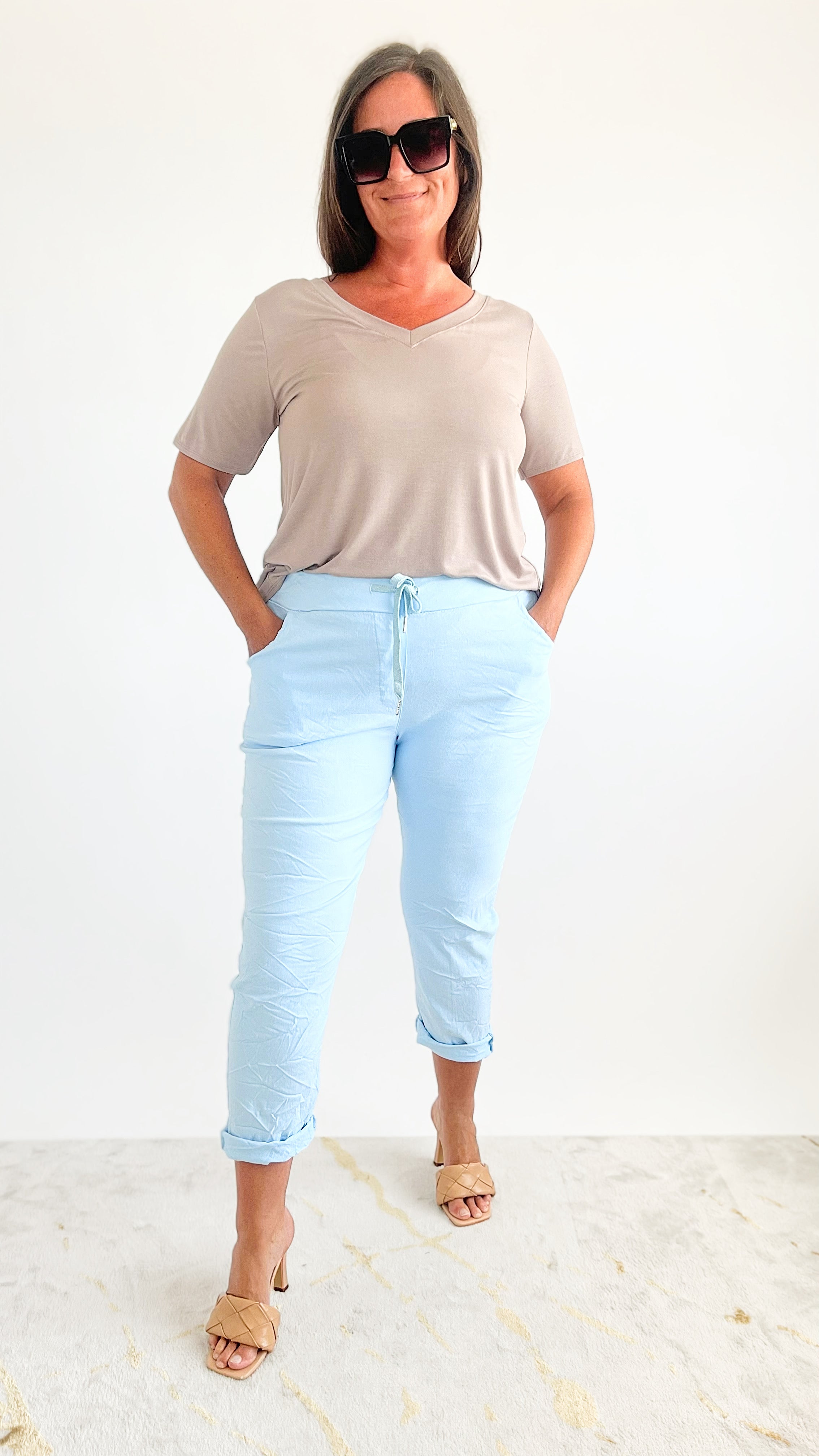 Curvy Love Endures Italian Jogger - Light Blue-180 Joggers-Yolly-Coastal Bloom Boutique, find the trendiest versions of the popular styles and looks Located in Indialantic, FL