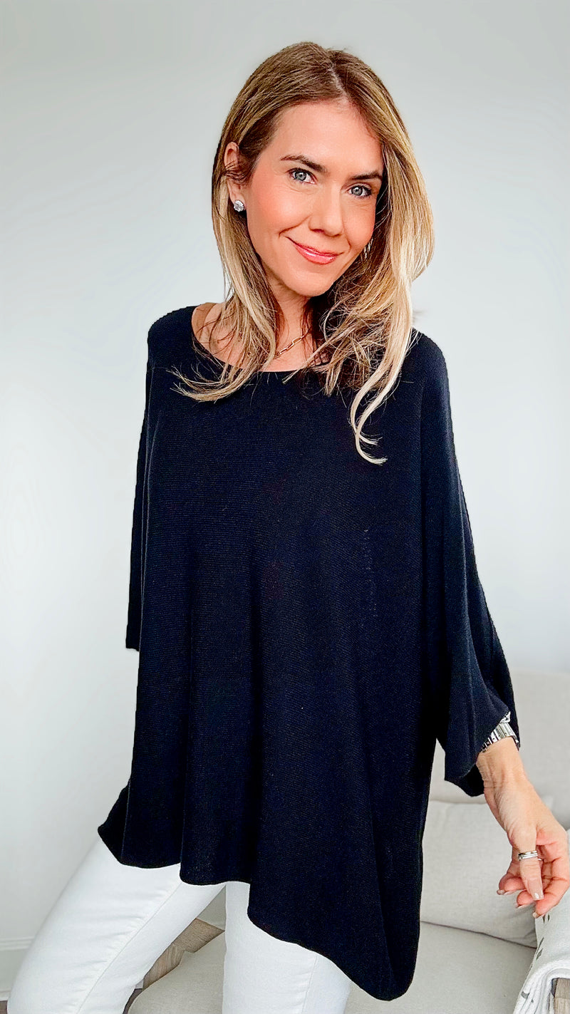 Casual Radiance Italian Knit Pullover - Black-140 Sweaters-Italianissimo-Coastal Bloom Boutique, find the trendiest versions of the popular styles and looks Located in Indialantic, FL