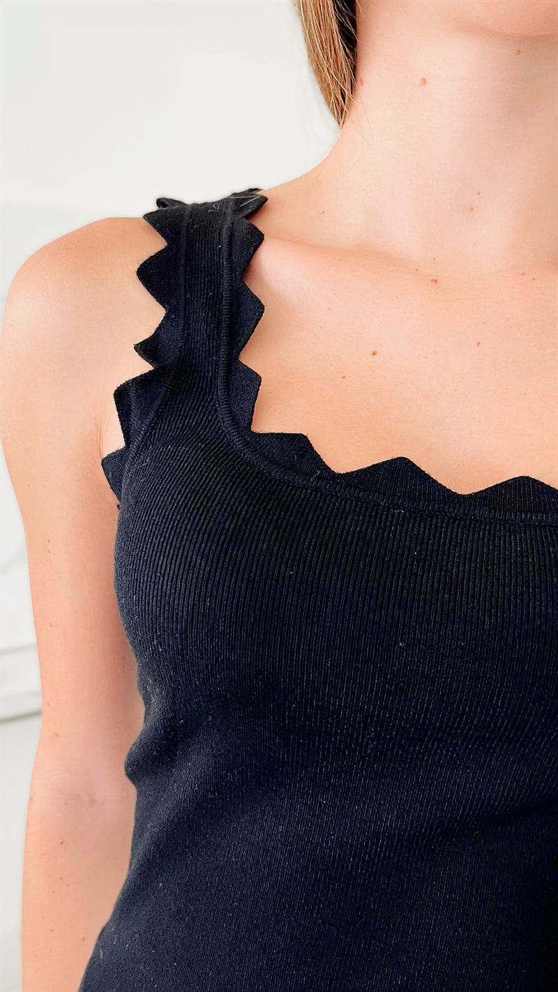 Italian Ribbed Sweater Tank Top - Black-100 Sleeveless Tops-Germany-Coastal Bloom Boutique, find the trendiest versions of the popular styles and looks Located in Indialantic, FL