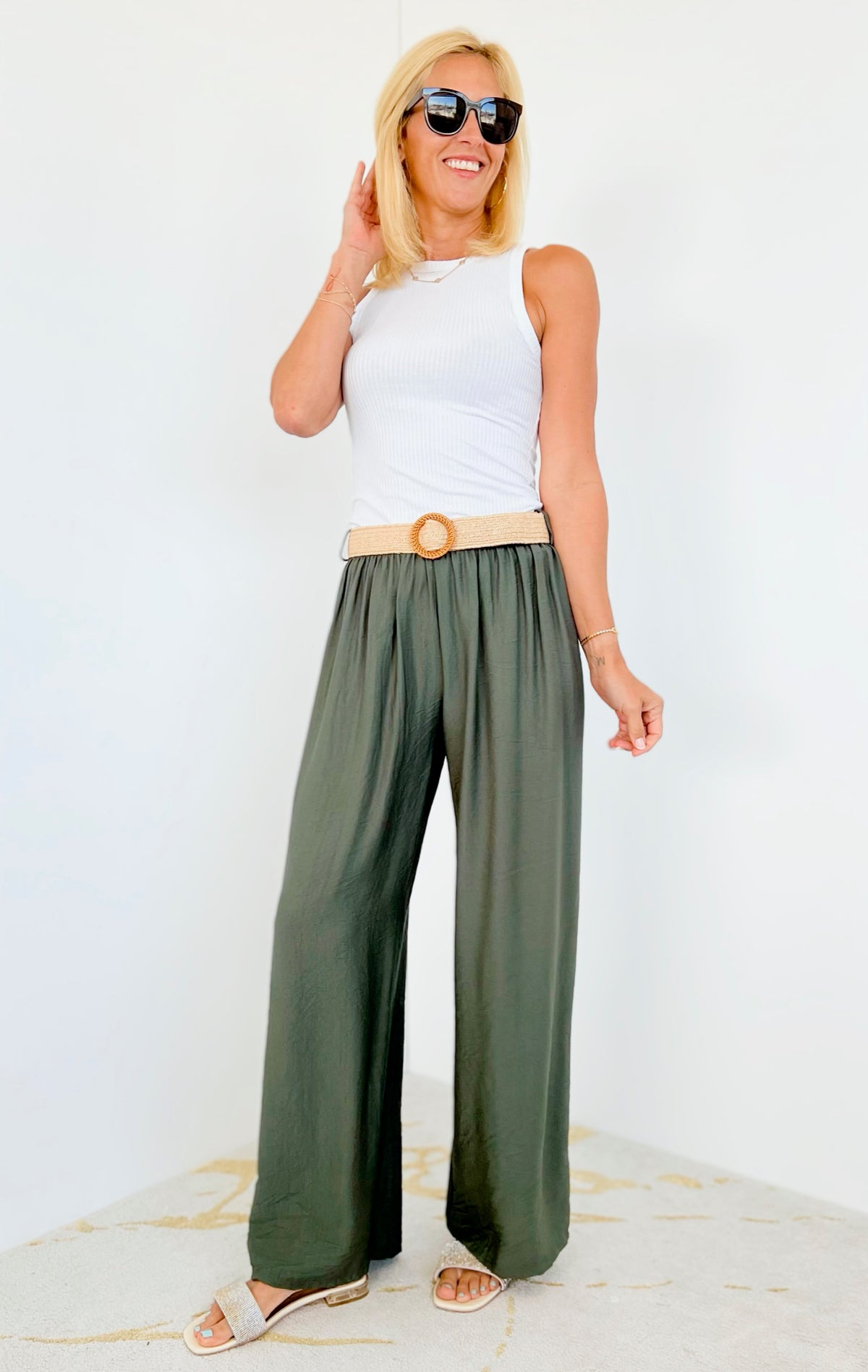 Elegant Ease Italian Pant - Olive-pants-Italianissimo-Coastal Bloom Boutique, find the trendiest versions of the popular styles and looks Located in Indialantic, FL