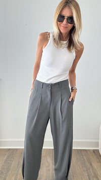 Back to Work Trousers - Grey-170 Bottoms-GIGIO-Coastal Bloom Boutique, find the trendiest versions of the popular styles and looks Located in Indialantic, FL