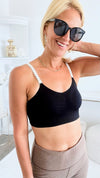 One Size Black w/ Pearl Lace Strap Bra-220 Intimates-Strap-its-Coastal Bloom Boutique, find the trendiest versions of the popular styles and looks Located in Indialantic, FL