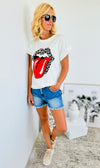 Bling Bite Italian Tee - White-110 Short Sleeve Tops-Italianissimo-Coastal Bloom Boutique, find the trendiest versions of the popular styles and looks Located in Indialantic, FL