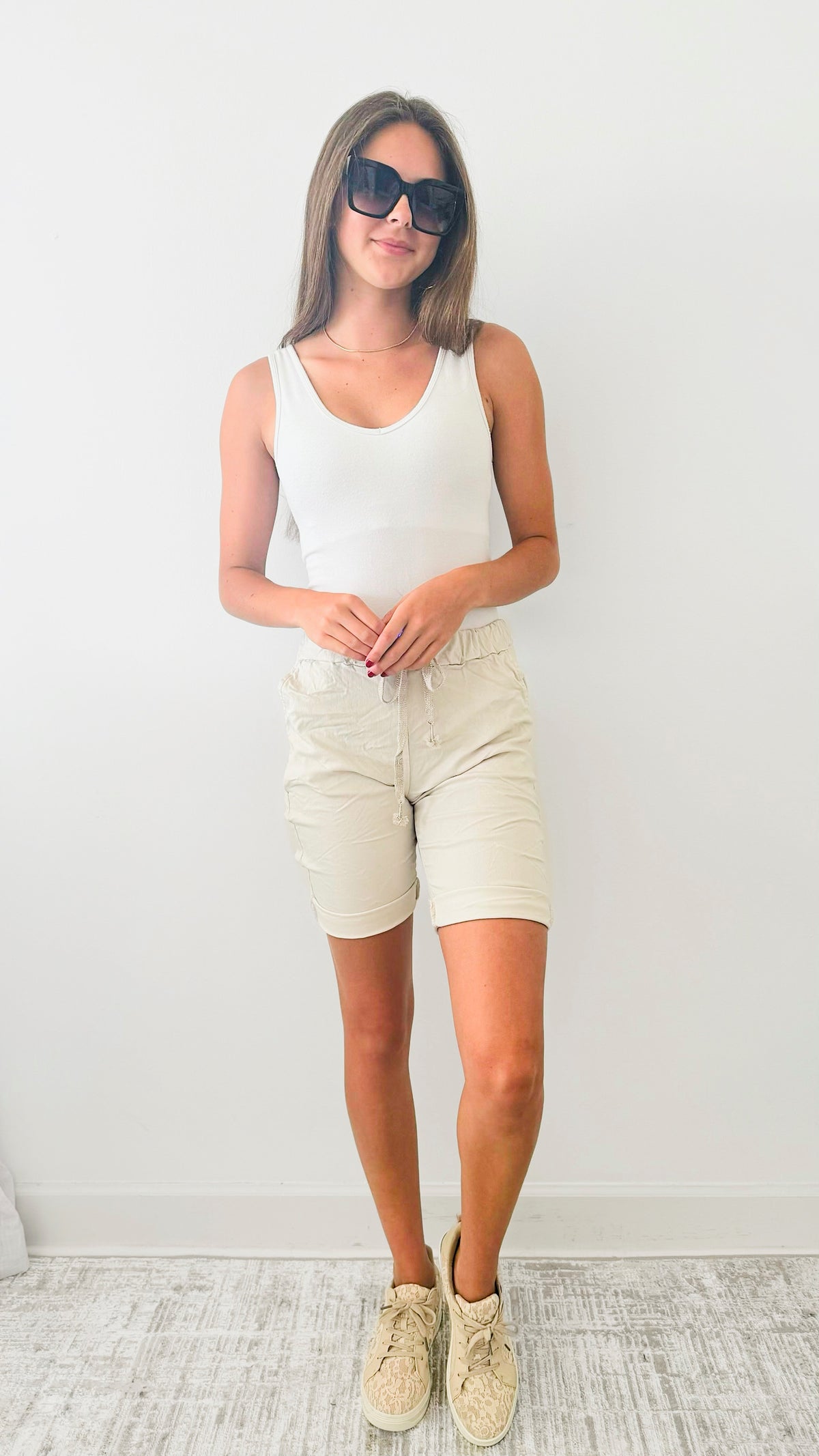 Love Endures Italian Shorts - Ecru-180 Joggers-Germany-Coastal Bloom Boutique, find the trendiest versions of the popular styles and looks Located in Indialantic, FL