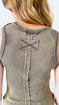 Purely Washed Top - Mocha Grey-100 Sleeveless Tops-Zenana-Coastal Bloom Boutique, find the trendiest versions of the popular styles and looks Located in Indialantic, FL