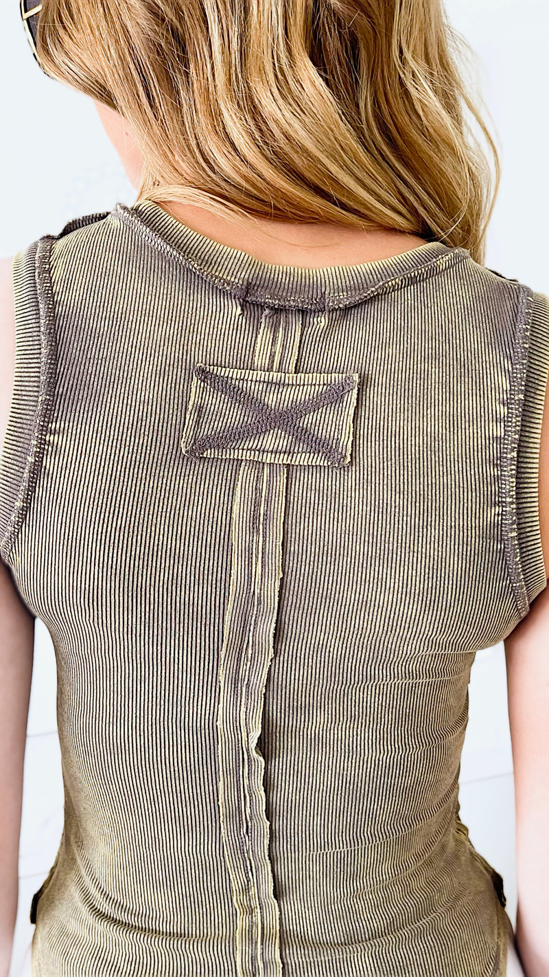 Purely Washed Top - Mocha Grey-100 Sleeveless Tops-Zenana-Coastal Bloom Boutique, find the trendiest versions of the popular styles and looks Located in Indialantic, FL