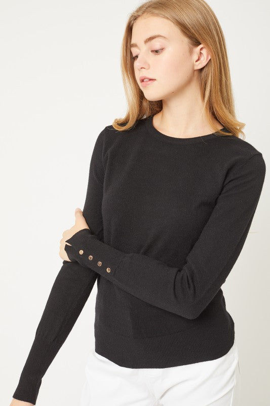 Fine Gold Detail Sweater - Black-140 Sweaters-Love Tree Fashion-Coastal Bloom Boutique, find the trendiest versions of the popular styles and looks Located in Indialantic, FL