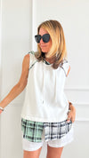 Sleeveless Plaid Knit Hooded Top-100 Sleeveless Tops-Dance and Marvel-Coastal Bloom Boutique, find the trendiest versions of the popular styles and looks Located in Indialantic, FL