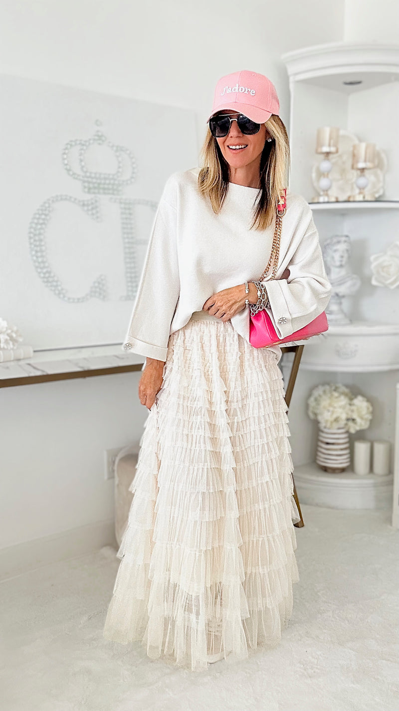 Stella Tiered Tulle Skirt - Cream-170 Bottoms-Taba Stitch-Coastal Bloom Boutique, find the trendiest versions of the popular styles and looks Located in Indialantic, FL