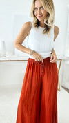 Sunny Days Italian Palazzo - Rust Red-170 Bottoms-Italianissimo-Coastal Bloom Boutique, find the trendiest versions of the popular styles and looks Located in Indialantic, FL