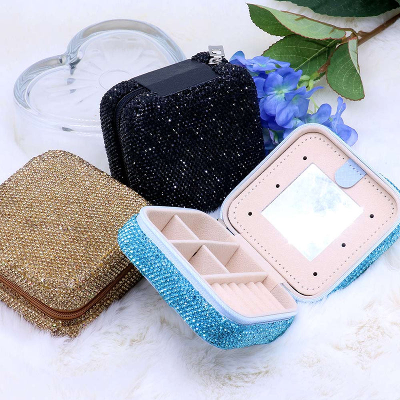Bling Square Travel Jewelry Organizer Box-260 Other Accessories-Wona-Coastal Bloom Boutique, find the trendiest versions of the popular styles and looks Located in Indialantic, FL