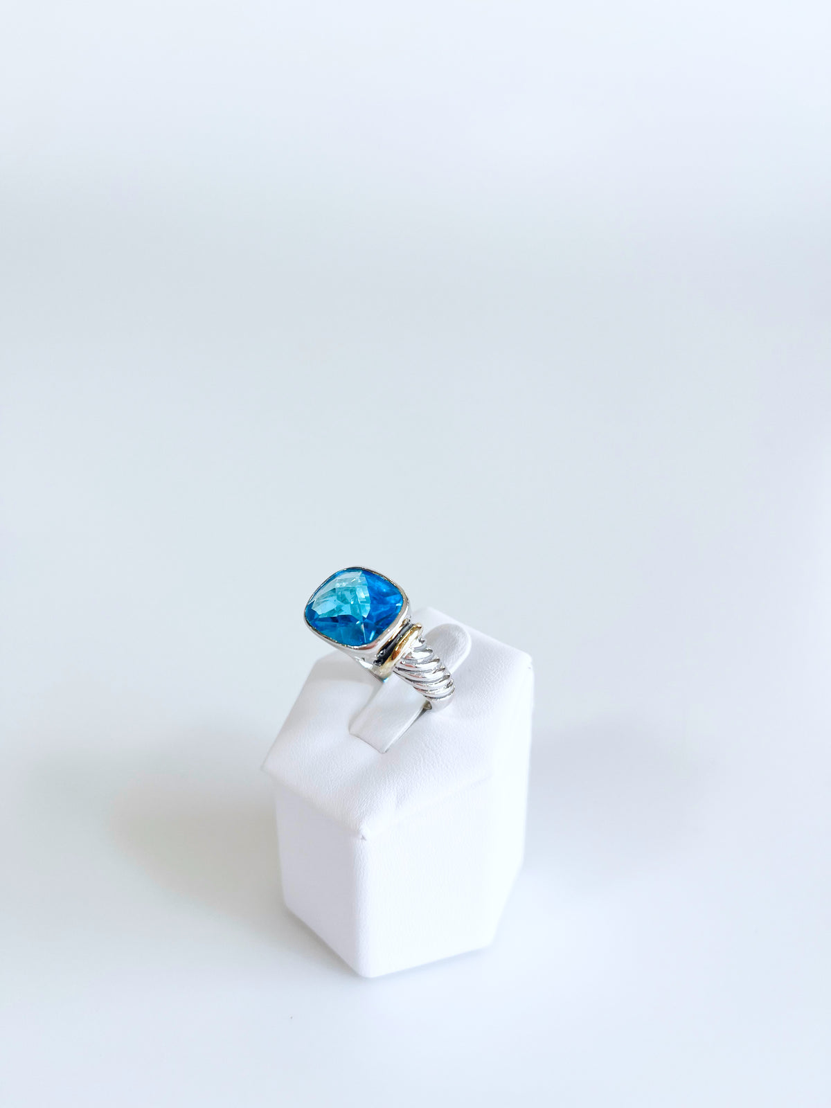 Sterling Silver Cable Twist Two Tone Ring - Bahamian Blue-230 Jewelry-Oriental Treasure-Coastal Bloom Boutique, find the trendiest versions of the popular styles and looks Located in Indialantic, FL