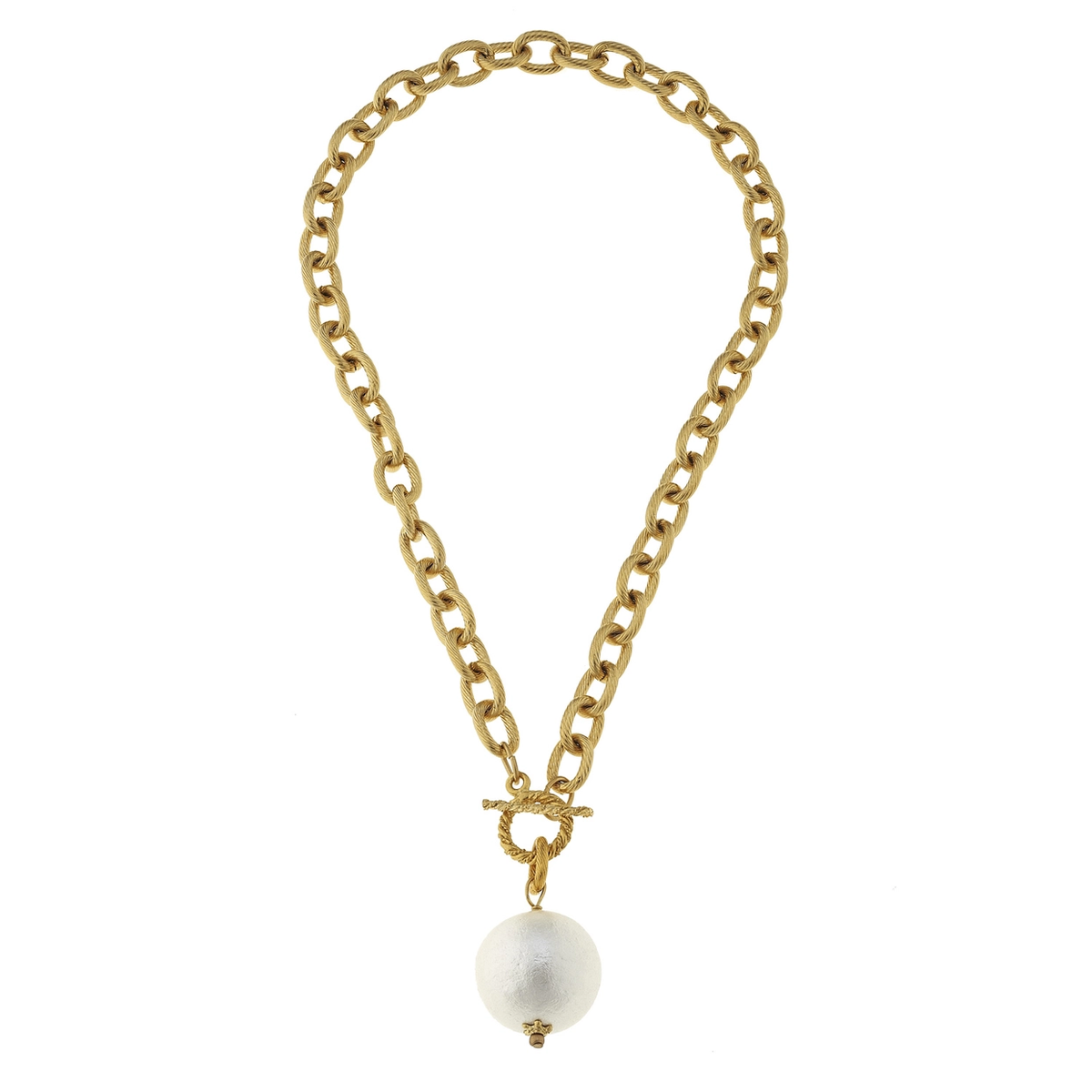 Cotton Pearl On Gold Toggle Necklace- Susan Shaw-230 Jewelry-SUSAN SHAW-Coastal Bloom Boutique, find the trendiest versions of the popular styles and looks Located in Indialantic, FL