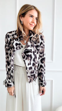 Wild Print Jacket-160 Jackets-Rousseau-Coastal Bloom Boutique, find the trendiest versions of the popular styles and looks Located in Indialantic, FL