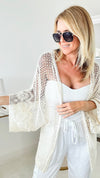 Popcorn Crochet Cardigan - Beige-150 Cardigans/Layers-ADORA-Coastal Bloom Boutique, find the trendiest versions of the popular styles and looks Located in Indialantic, FL