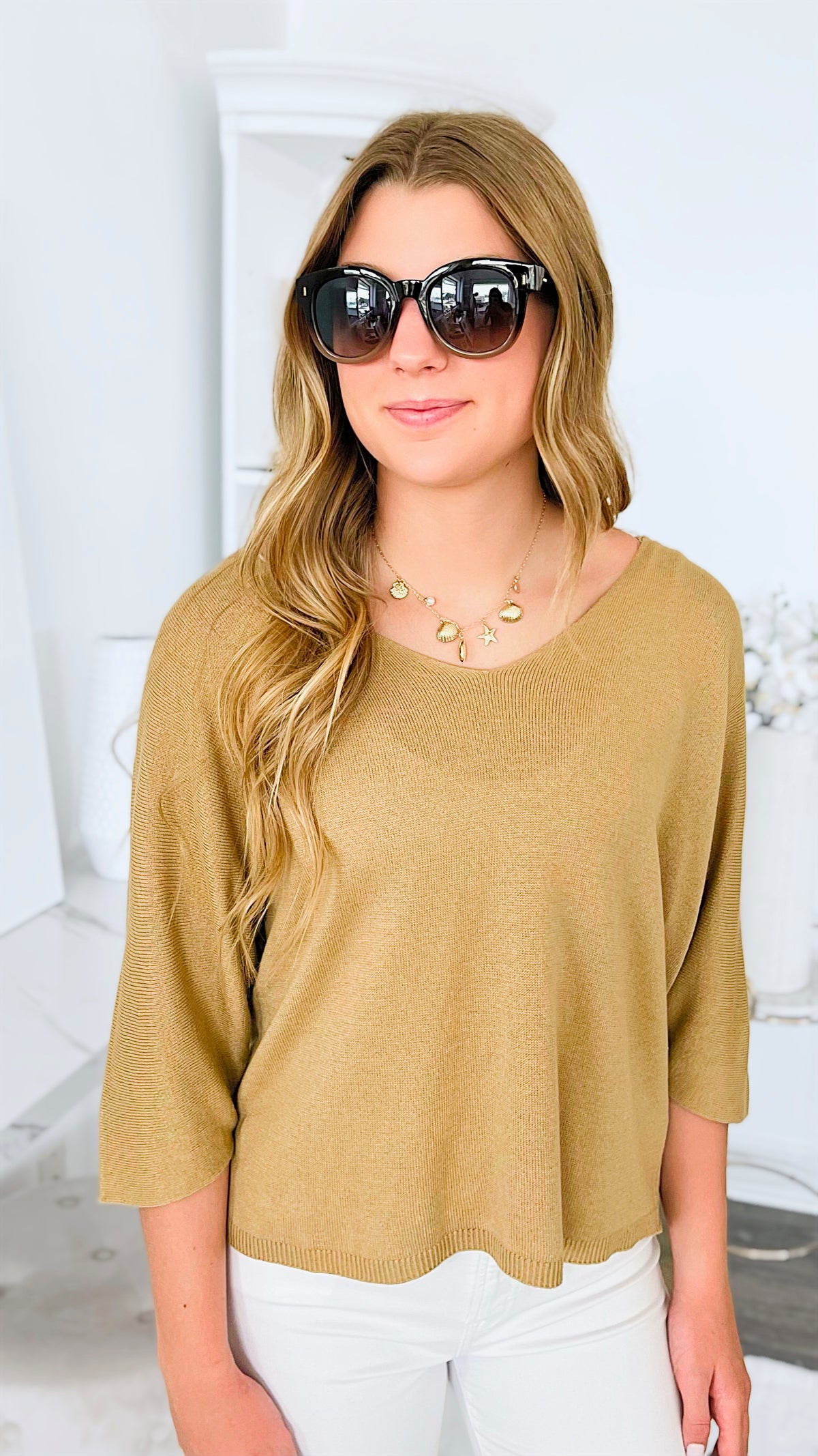 Sundays Ribbed Italian Top - Light Camel-130 Long Sleeve Tops-Italianissimo-Coastal Bloom Boutique, find the trendiest versions of the popular styles and looks Located in Indialantic, FL