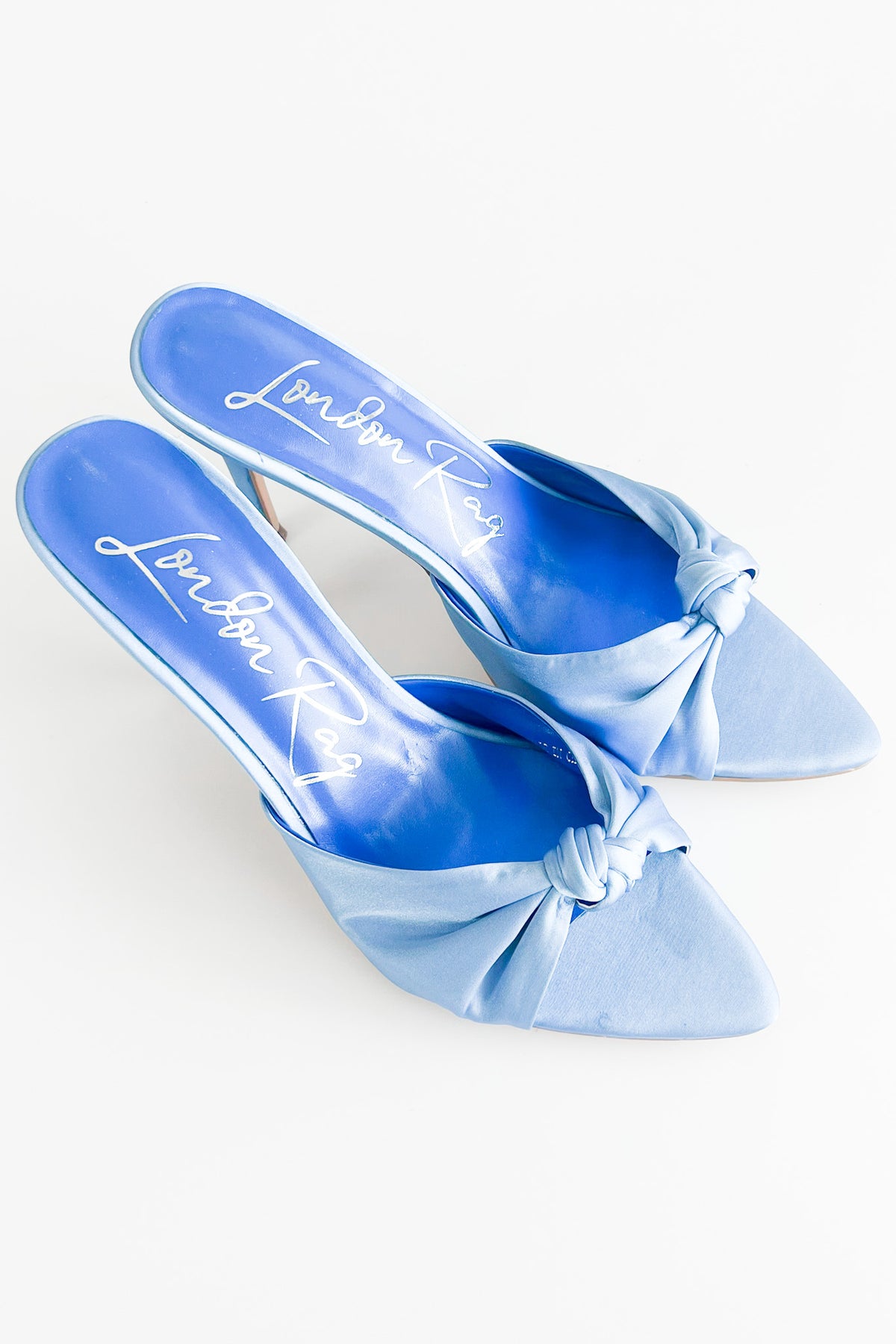First Crush Satin Knot High Heeled Sandals - Blue-250 Shoes-RagCompany-Coastal Bloom Boutique, find the trendiest versions of the popular styles and looks Located in Indialantic, FL