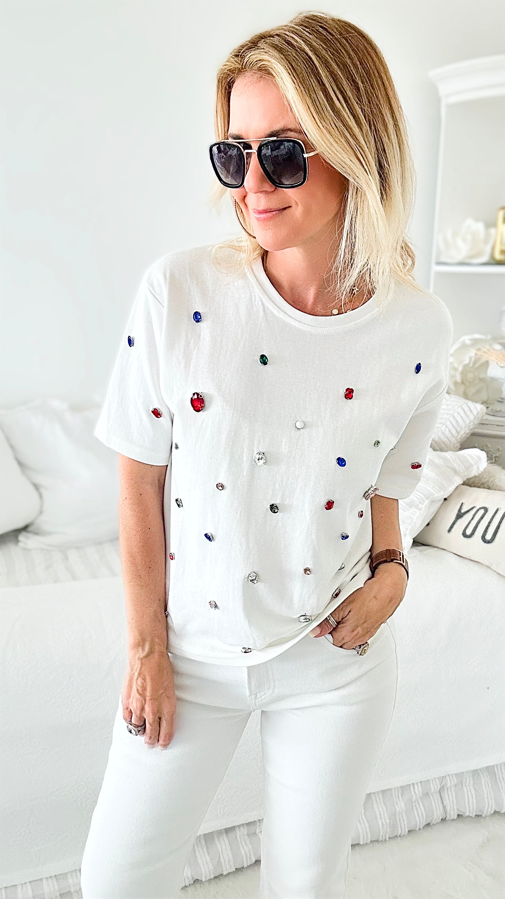 Las Vegas Tee - White-110 Short Sleeve Tops-LA' ROS-Coastal Bloom Boutique, find the trendiest versions of the popular styles and looks Located in Indialantic, FL