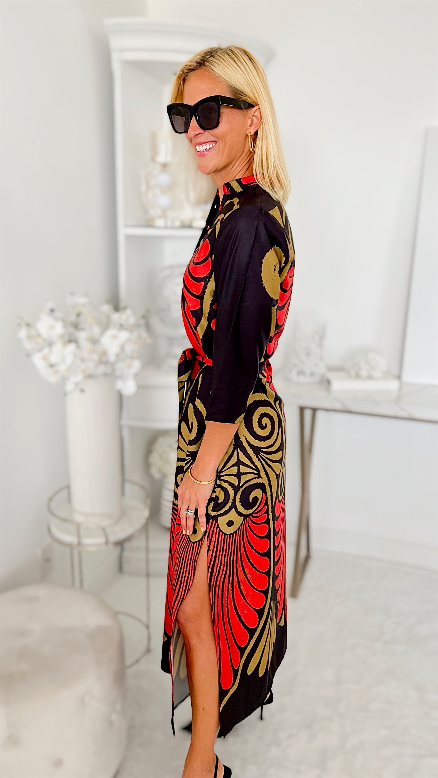 Elina 3/4 Sleeve Maxi Dress-200 Dresses/Jumpsuits/Rompers-ModaPosa-Coastal Bloom Boutique, find the trendiest versions of the popular styles and looks Located in Indialantic, FL
