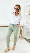 Love Endures Italian Jogger - Sage-180 Joggers-Yolly-Coastal Bloom Boutique, find the trendiest versions of the popular styles and looks Located in Indialantic, FL