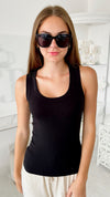 Elite Ribbed Scoop Neck Tank Top - Black-100 Sleeveless Tops-Zenana-Coastal Bloom Boutique, find the trendiest versions of the popular styles and looks Located in Indialantic, FL