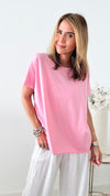 Easy Breezy Italian Tee - Pink-110 Short Sleeve Tops-Italianissimo-Coastal Bloom Boutique, find the trendiest versions of the popular styles and looks Located in Indialantic, FL