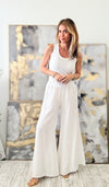 Born Free Linen Italian Palazzo - White-170 Bottoms-Italianissimo-Coastal Bloom Boutique, find the trendiest versions of the popular styles and looks Located in Indialantic, FL