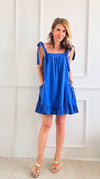Tie Shoulder Dress - Royal Blue-200 dresses/jumpsuits/rompers-Gigio-Coastal Bloom Boutique, find the trendiest versions of the popular styles and looks Located in Indialantic, FL