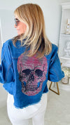 CB Exclusive Cropped Skull Denim Top-160 Jackets-Holly-Coastal Bloom Boutique, find the trendiest versions of the popular styles and looks Located in Indialantic, FL