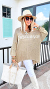 Italian C'est La Vie Knit Pullover - Gold-140 Sweaters-Yolly-Coastal Bloom Boutique, find the trendiest versions of the popular styles and looks Located in Indialantic, FL