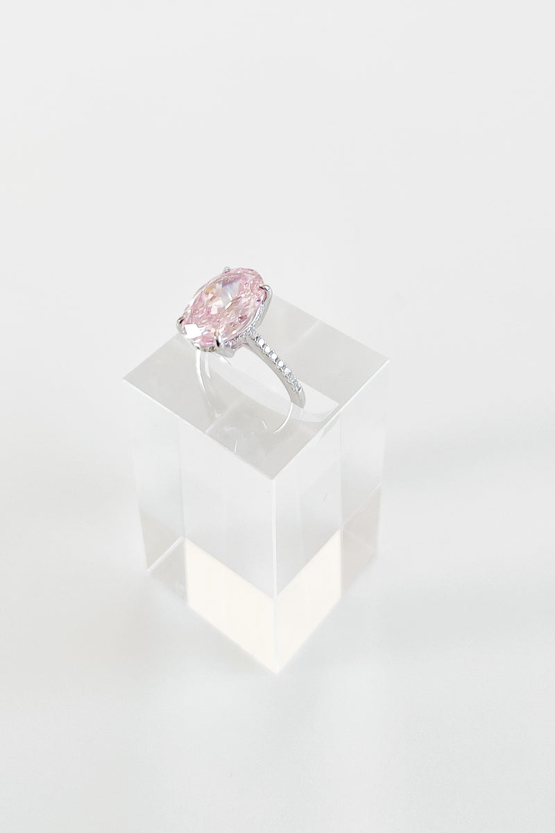 Sterling Silver Light Pink Oval Ring - Silver-230 Jewelry-NYC-Coastal Bloom Boutique, find the trendiest versions of the popular styles and looks Located in Indialantic, FL
