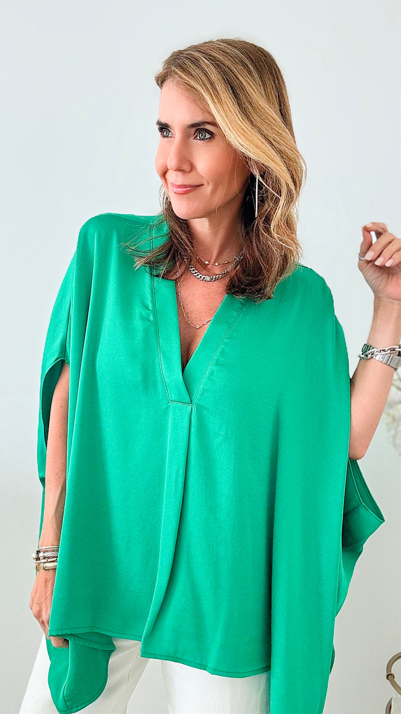 Emerald Bay Kaftan V-Neck Top-110 Short Sleeve Tops-TYCHE-Coastal Bloom Boutique, find the trendiest versions of the popular styles and looks Located in Indialantic, FL