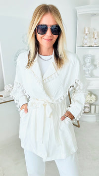 On the Fringe Belted Jacket-160 Jackets-TOUCHE PRIVE-Coastal Bloom Boutique, find the trendiest versions of the popular styles and looks Located in Indialantic, FL