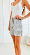 Plisse Pleated Shorts - Silver-170 Bottoms/Shorts-BLUE B-Coastal Bloom Boutique, find the trendiest versions of the popular styles and looks Located in Indialantic, FL