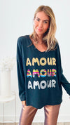 Amour Elegance Italian Sweater - Black-140 Sweaters-Italianissimo-Coastal Bloom Boutique, find the trendiest versions of the popular styles and looks Located in Indialantic, FL