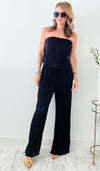 Pleated Tube Top & Pant Set-Black-210 Loungewear/sets-HYFVE-Coastal Bloom Boutique, find the trendiest versions of the popular styles and looks Located in Indialantic, FL