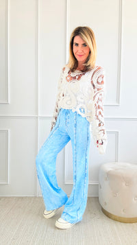 Paisley Pattern Crochet Top - White-130 Long Sleeve Tops-Miracle-Coastal Bloom Boutique, find the trendiest versions of the popular styles and looks Located in Indialantic, FL