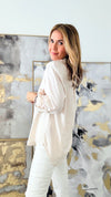 Linen Button Down Top - Natural-130 Long Sleeve Tops-Love Tree Fashion-Coastal Bloom Boutique, find the trendiest versions of the popular styles and looks Located in Indialantic, FL