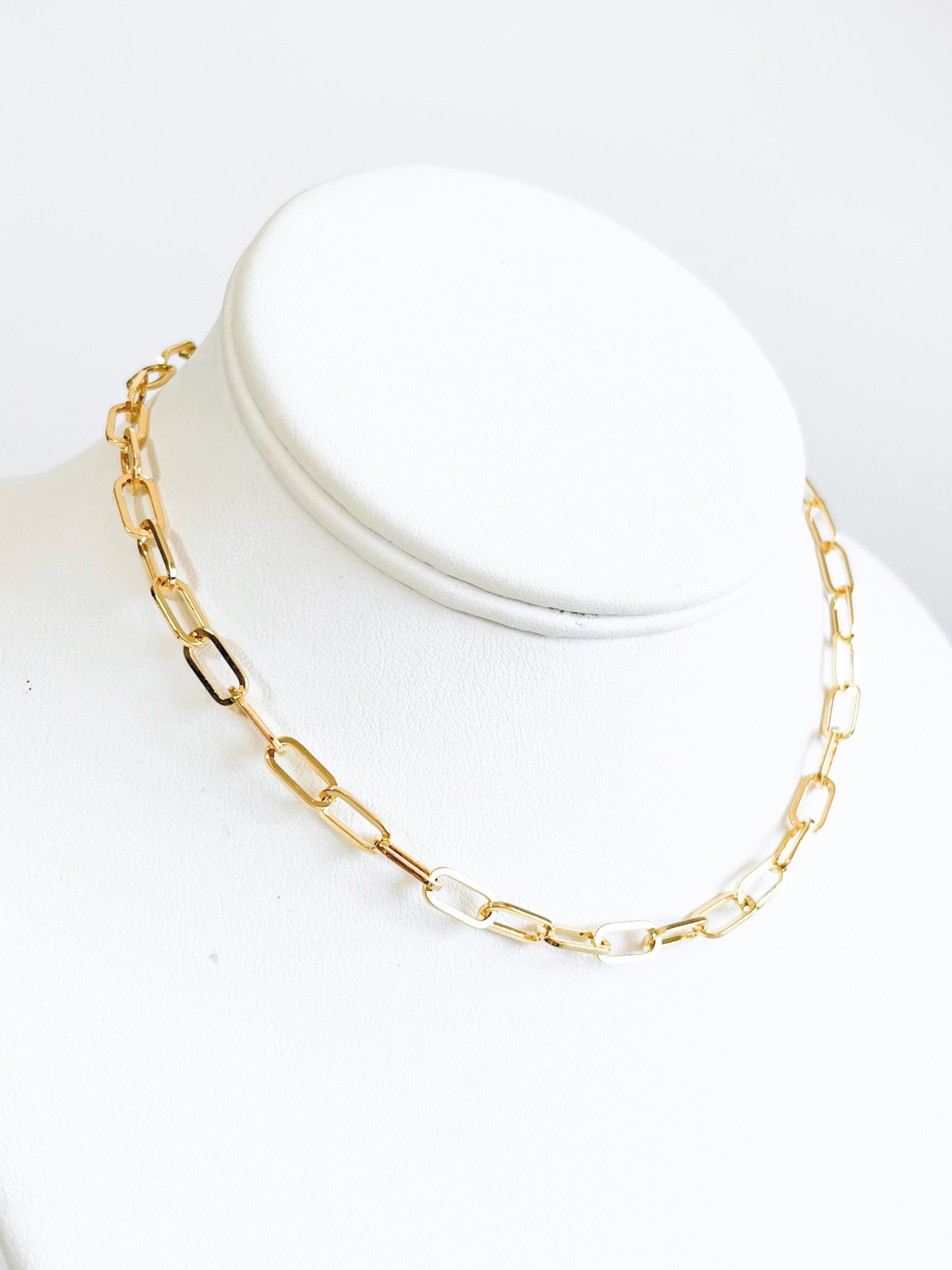 Gold Paper Clip Choker Necklace-230 Jewelry-Wona Trading-Coastal Bloom Boutique, find the trendiest versions of the popular styles and looks Located in Indialantic, FL