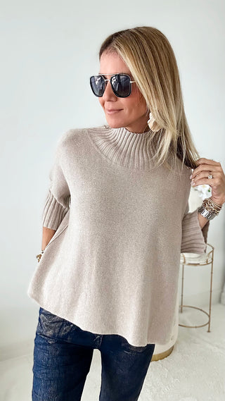 Break Free Italian Sweater Top - Sand-140 Sweaters-Italianissimo-Coastal Bloom Boutique, find the trendiest versions of the popular styles and looks Located in Indialantic, FL