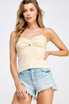 Twist Front Sweater Tube Top - Natural-100 Sleeveless Tops-MISS LOVE-Coastal Bloom Boutique, find the trendiest versions of the popular styles and looks Located in Indialantic, FL