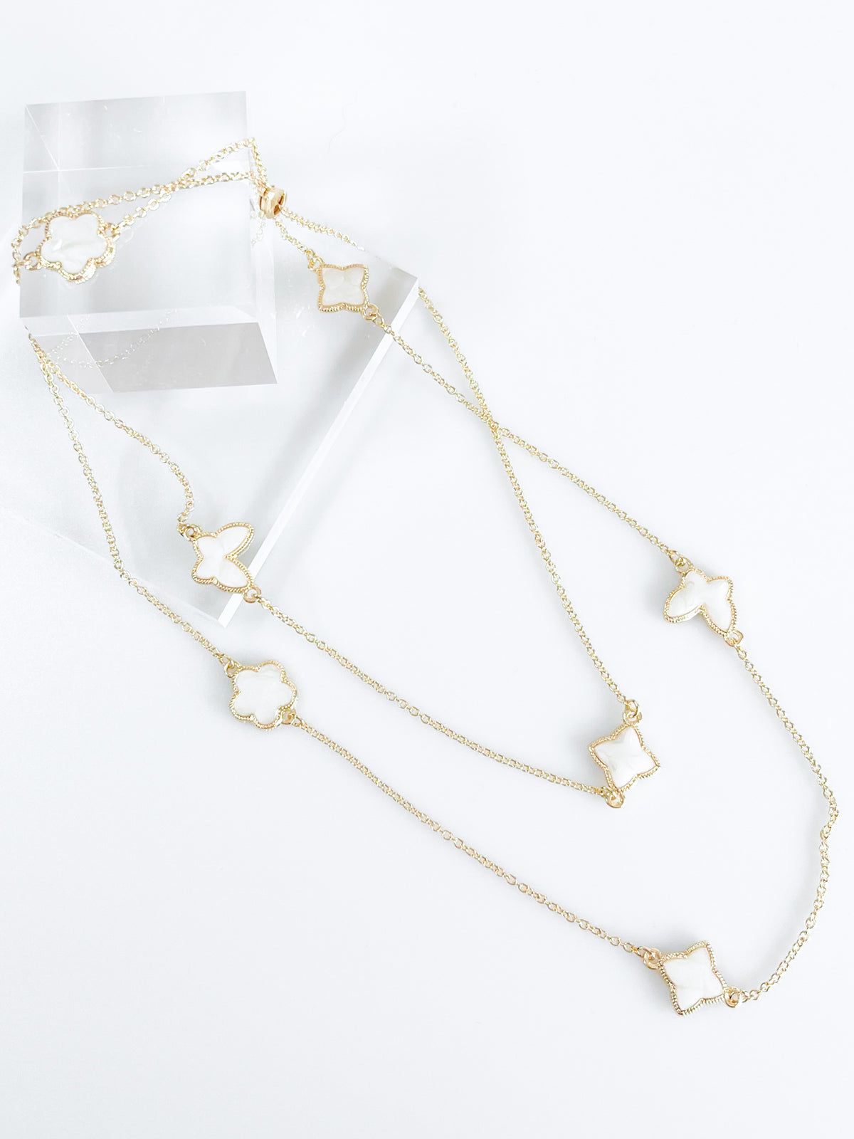 Butterflies & Clovers MOP Necklace-230 Jewelry-Golden Stella-Coastal Bloom Boutique, find the trendiest versions of the popular styles and looks Located in Indialantic, FL